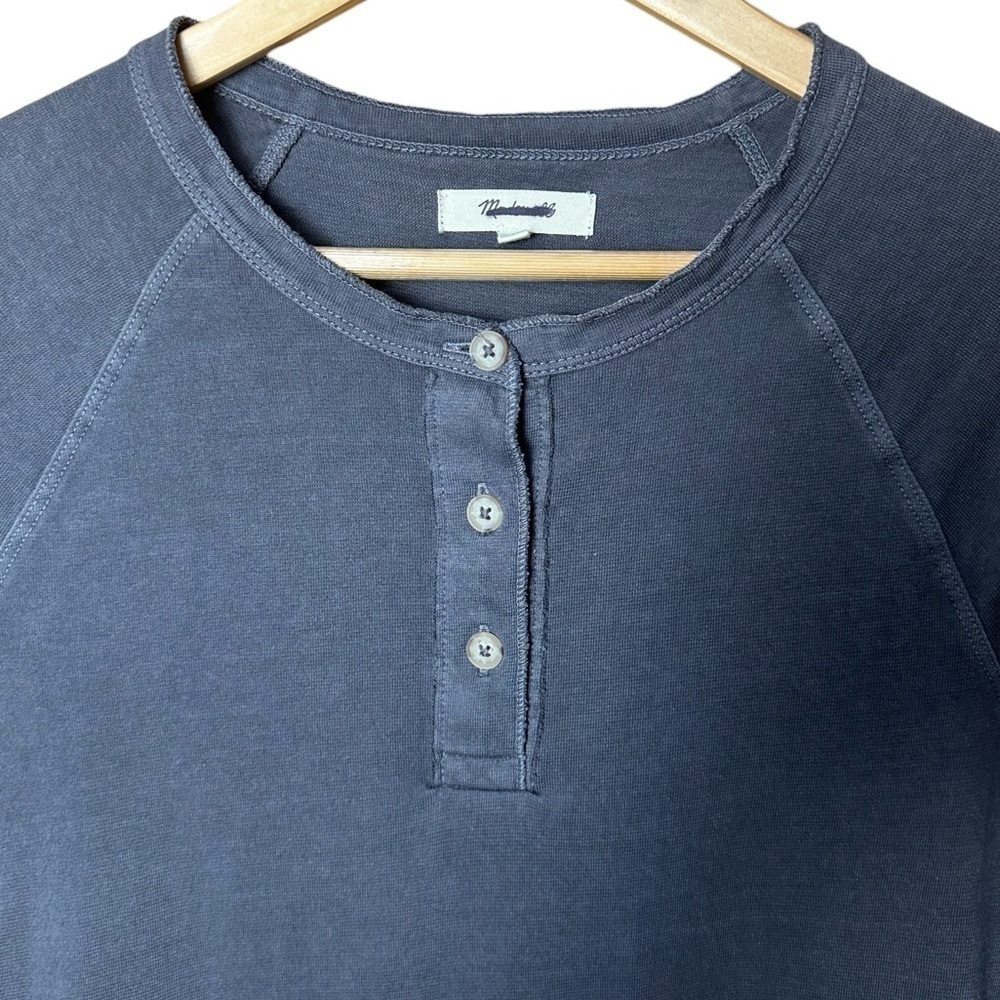 Madewell Black Garment Dyed Raglan Henley Tee XS - Picture 6 of 11